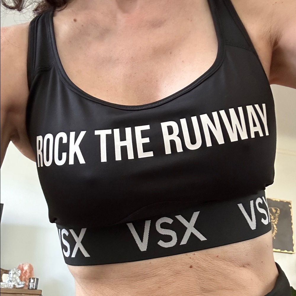 VSX Black Sports Bra with Bold Print